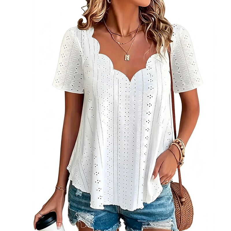 ⌛Limited-Time Offer-Breathable Jacquard V-Neck Top