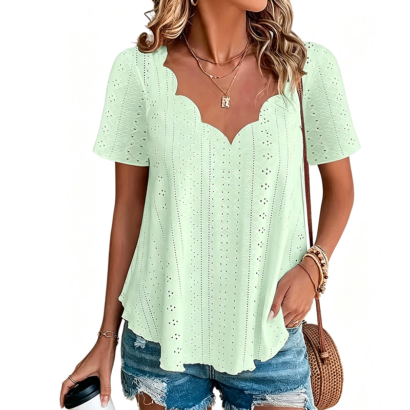 ⌛Limited-Time Offer-Breathable Jacquard V-Neck Top