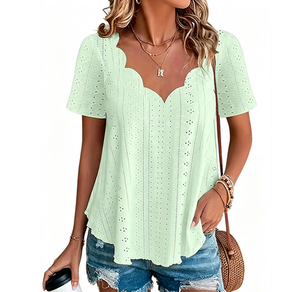 ⌛Limited-Time Offer-Breathable Jacquard V-Neck Top