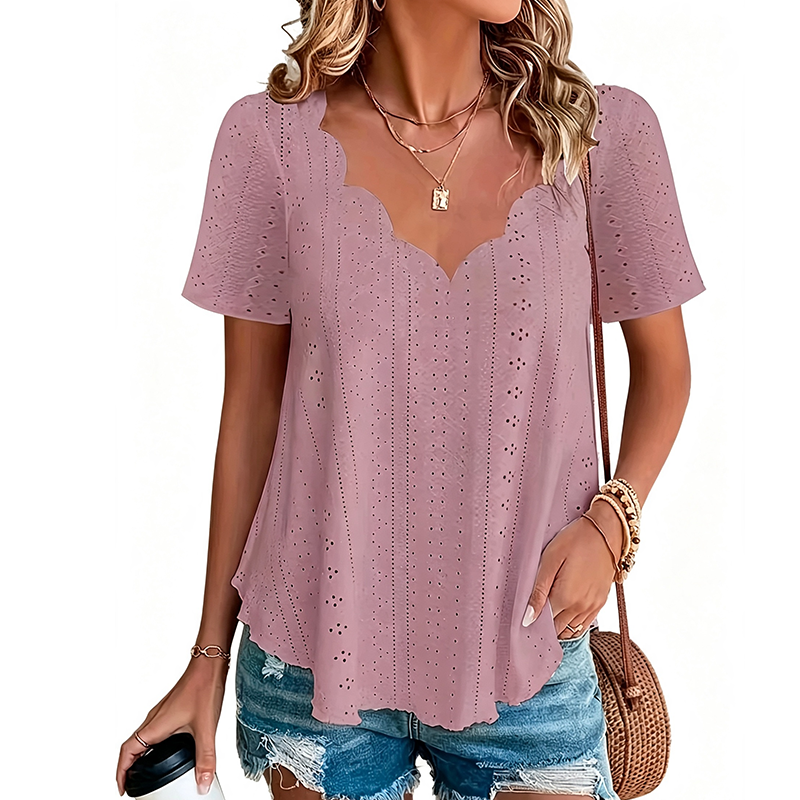 ⌛Limited-Time Offer-Breathable Jacquard V-Neck Top
