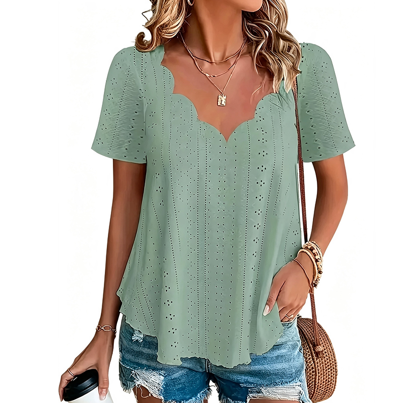⌛Limited-Time Offer-Breathable Jacquard V-Neck Top