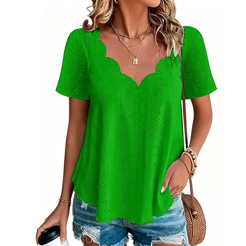 ⌛Limited-Time Offer-Breathable Jacquard V-Neck Top