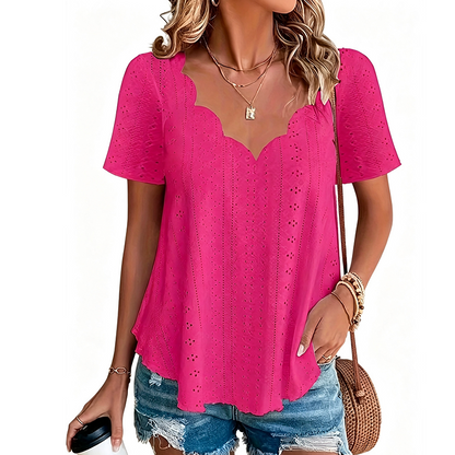 ⌛Limited-Time Offer-Breathable Jacquard V-Neck Top