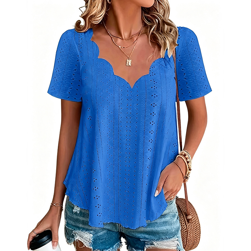 ⌛Limited-Time Offer-Breathable Jacquard V-Neck Top
