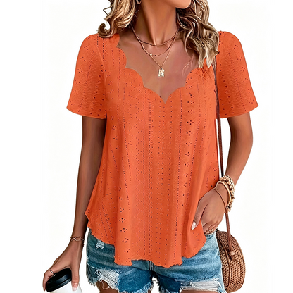 ⌛Limited-Time Offer-Breathable Jacquard V-Neck Top