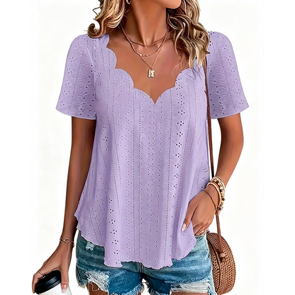 ⌛Limited-Time Offer-Breathable Jacquard V-Neck Top