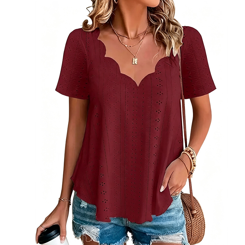 ⌛Limited-Time Offer-Breathable Jacquard V-Neck Top