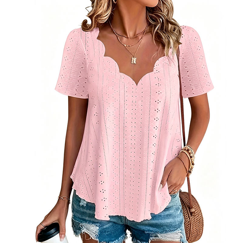 ⌛Limited-Time Offer-Breathable Jacquard V-Neck Top