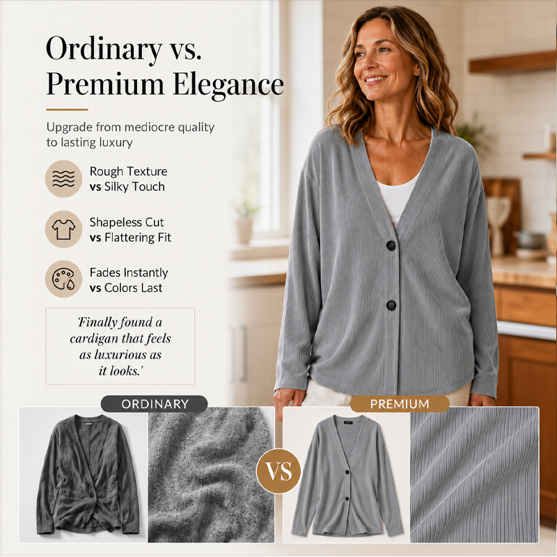 ⌛Limited-Time Offer-Women's V-Neck Corduroy Knit Cardigan