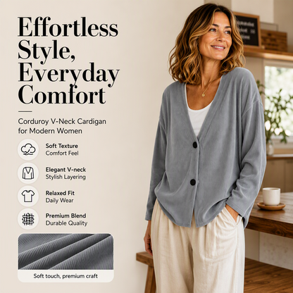 ⌛Limited-Time Offer-Women's V-Neck Corduroy Knit Cardigan