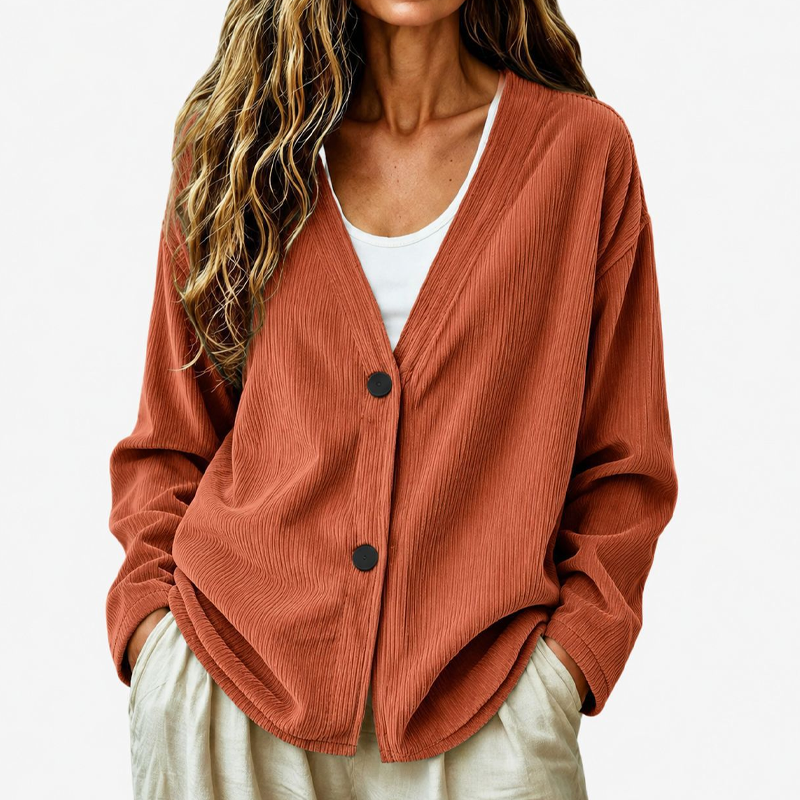 ⌛Limited-Time Offer-Women's V-Neck Corduroy Knit Cardigan