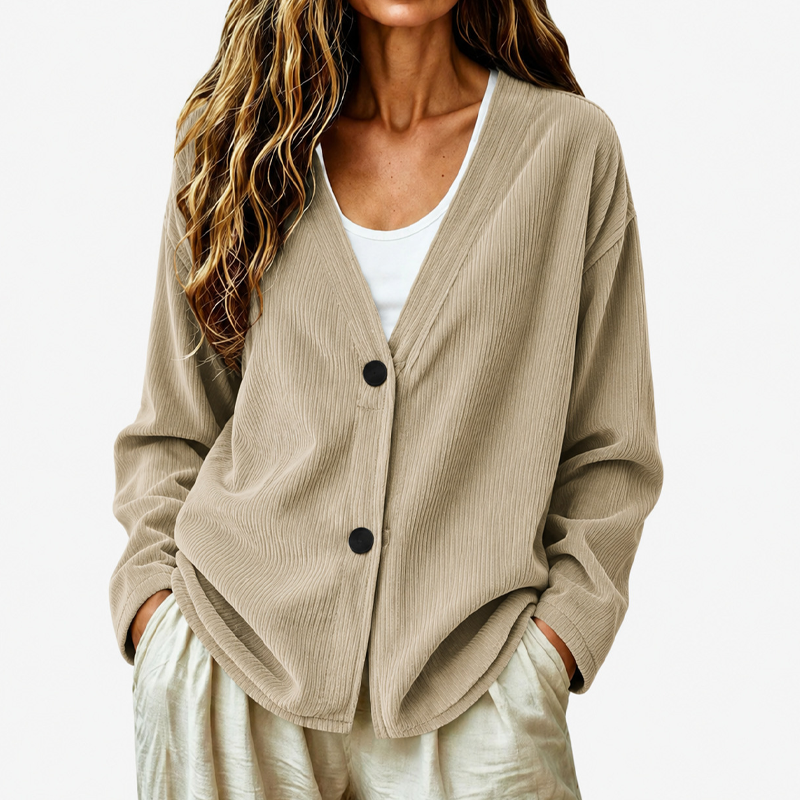 ⌛Limited-Time Offer-Women's V-Neck Corduroy Knit Cardigan