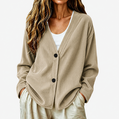 ⌛Limited-Time Offer-Women's V-Neck Corduroy Knit Cardigan