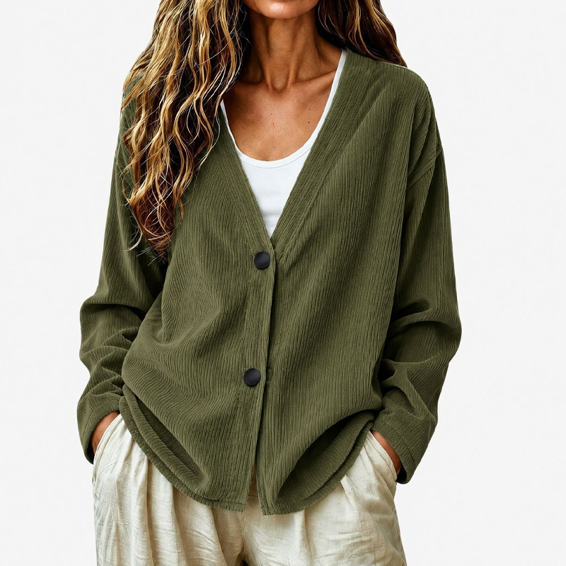 ⌛Limited-Time Offer-Women's V-Neck Corduroy Knit Cardigan