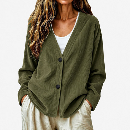 ⌛Limited-Time Offer-Women's V-Neck Corduroy Knit Cardigan