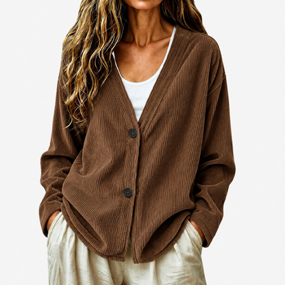 ⌛Limited-Time Offer-Women's V-Neck Corduroy Knit Cardigan