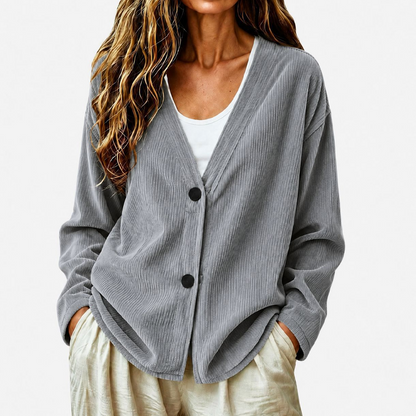 ⌛Limited-Time Offer-Women's V-Neck Corduroy Knit Cardigan