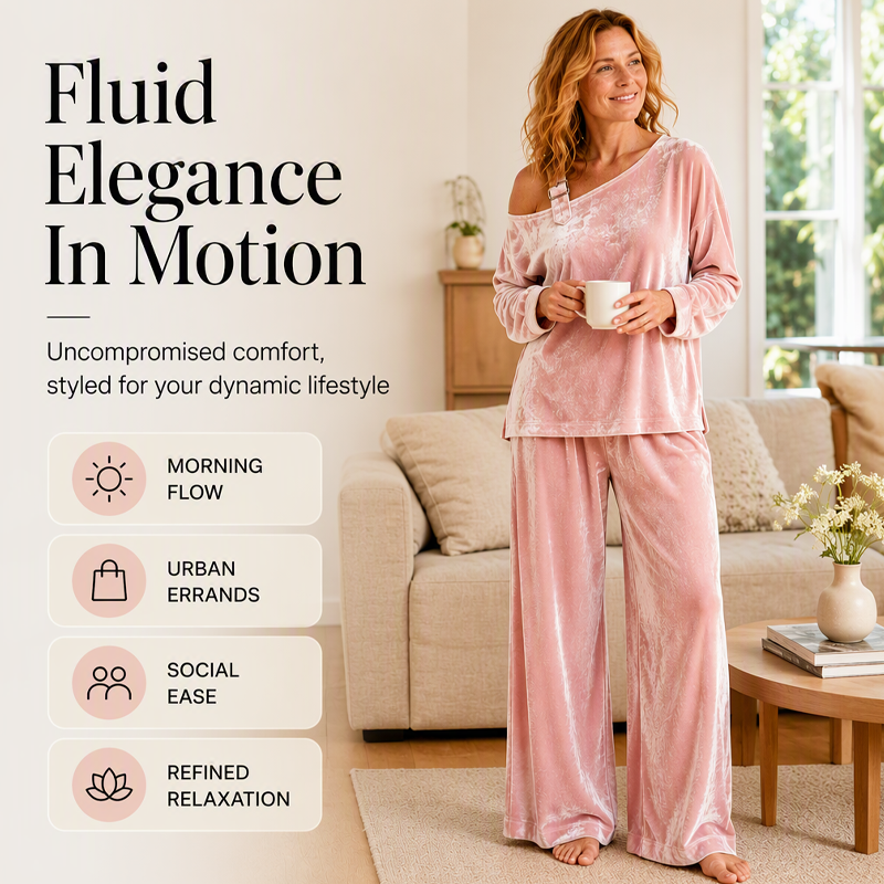✨ Effortless Elegance | Women's Off-Shoulder Top & Wide-Leg Pants 2-Piece Set