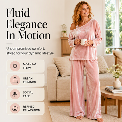 ✨ Effortless Elegance | Women's Off-Shoulder Top & Wide-Leg Pants 2-Piece Set