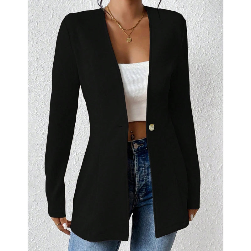 ⌛Limited-Time Offer-Women's V-Neck Single-Button Blazer