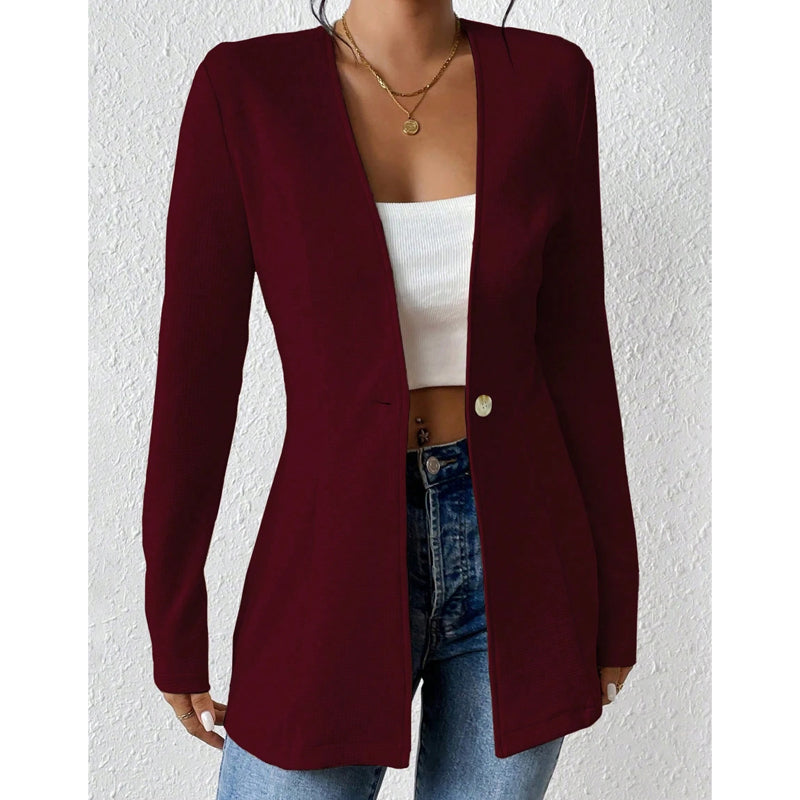 ⌛Limited-Time Offer-Women's V-Neck Single-Button Blazer