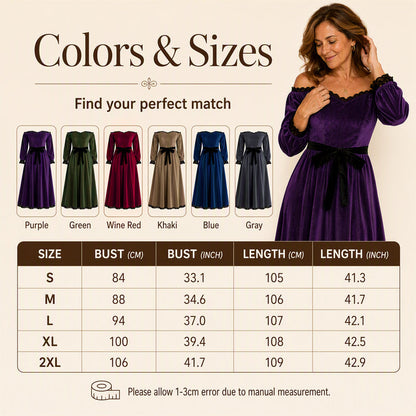 ✨ Elegant Comfort | Women's Off-Shoulder Velvet Midi Dress