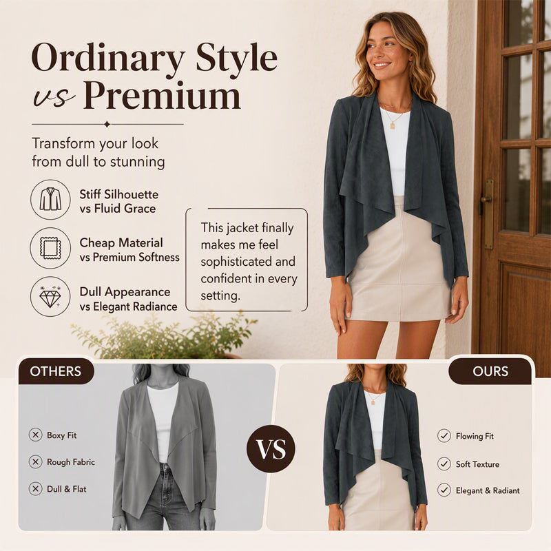 ⌛Limited-Time Offer-Women's Faux Suede Draped Cardigan