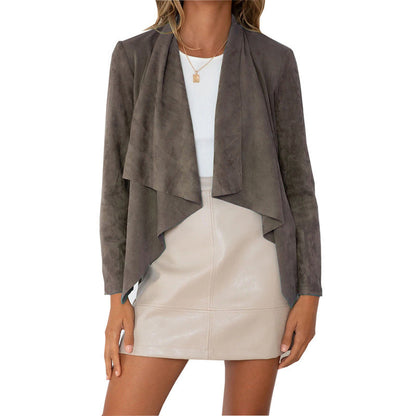 ⌛Limited-Time Offer-Women's Faux Suede Draped Cardigan