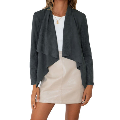 ⌛Limited-Time Offer-Women's Faux Suede Draped Cardigan