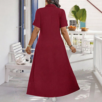 ⌛Limited-Time Offer-Women's Casual Solid Color Zipper Maxi Dress