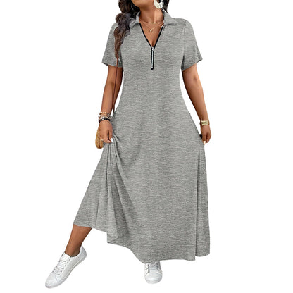 ⌛Limited-Time Offer-Women's Casual Solid Color Zipper Maxi Dress