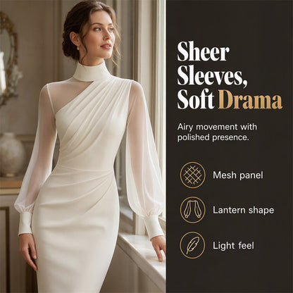 ⌛Limited-Time Offer-Women's Mock Neck Mesh Bodycon Dress