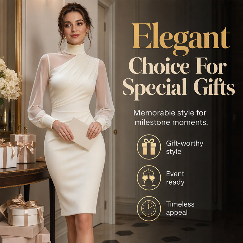 ⌛Limited-Time Offer-Women's Mock Neck Mesh Bodycon Dress