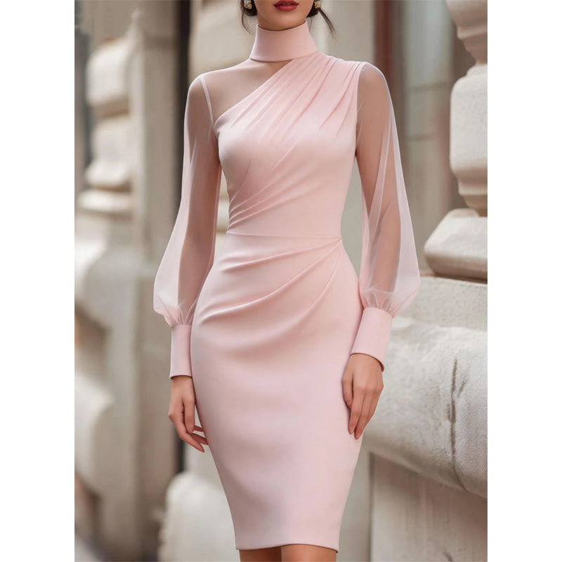 ⌛Limited-Time Offer-Women's Mock Neck Mesh Bodycon Dress