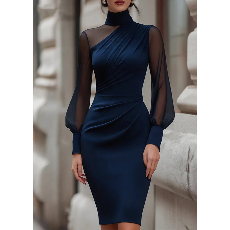 ⌛Limited-Time Offer-Women's Mock Neck Mesh Bodycon Dress