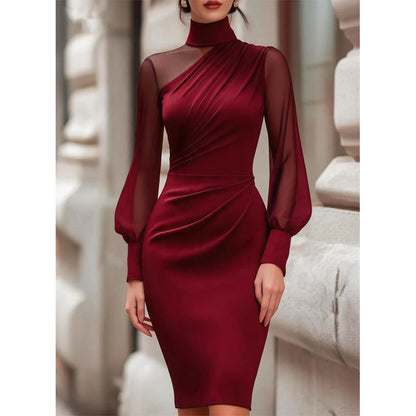 ⌛Limited-Time Offer-Women's Mock Neck Mesh Bodycon Dress