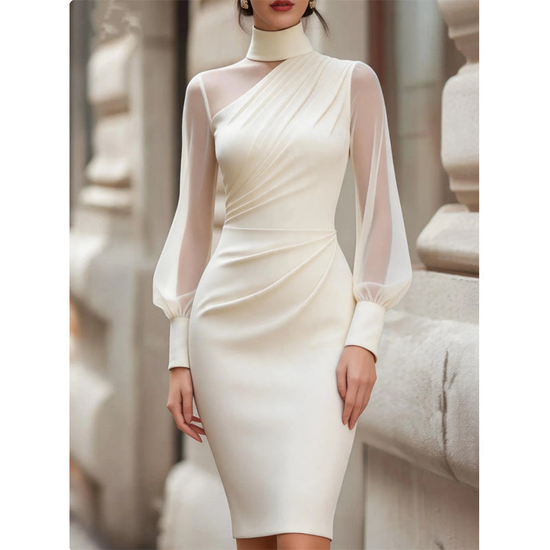 ⌛Limited-Time Offer-Women's Mock Neck Mesh Bodycon Dress