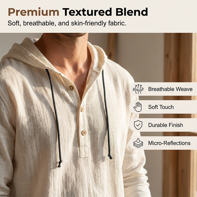 ⌛Limited-Time Offer-Men's Casual Long Sleeve Breathable Hooded Shirt