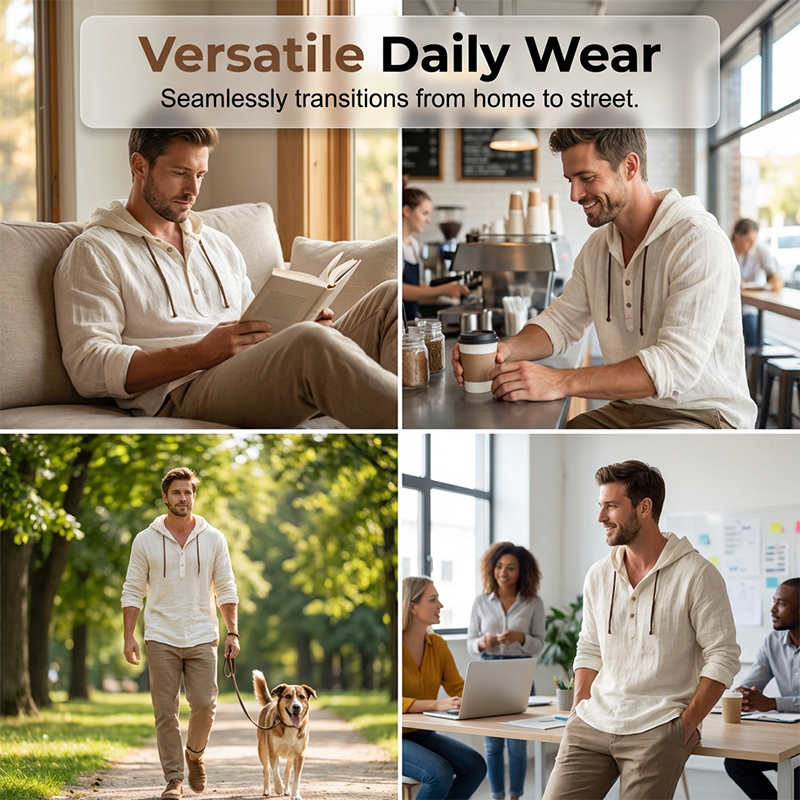 ⌛Limited-Time Offer-Men's Casual Long Sleeve Breathable Hooded Shirt