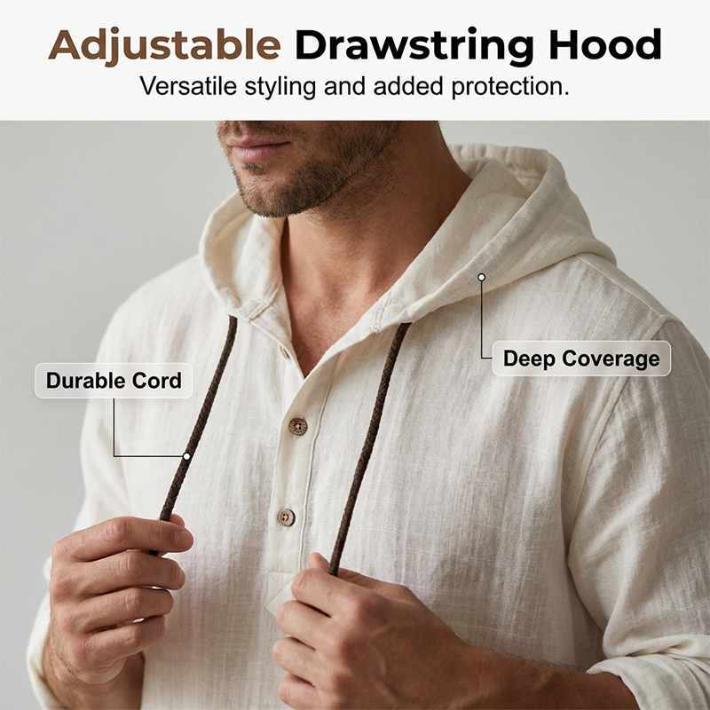 ⌛Limited-Time Offer-Men's Casual Long Sleeve Breathable Hooded Shirt