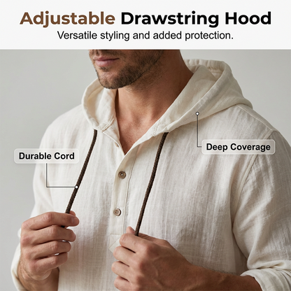 ⌛Limited-Time Offer-Men's Casual Long Sleeve Breathable Hooded Shirt