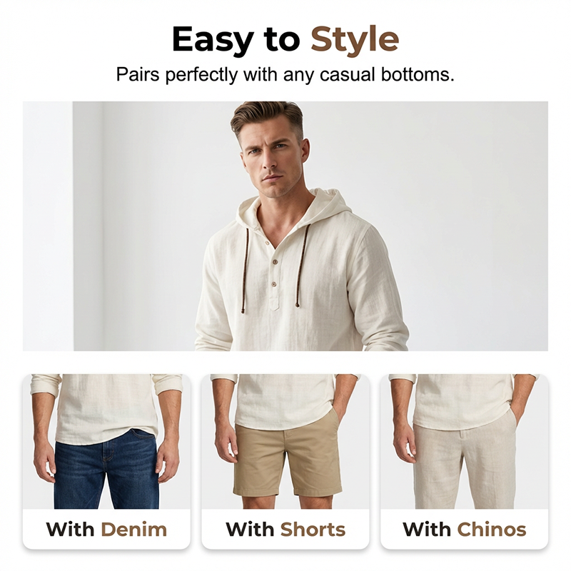 ⌛Limited-Time Offer-Men's Casual Long Sleeve Breathable Hooded Shirt