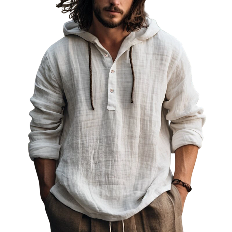 ⌛Limited-Time Offer-Men's Casual Long Sleeve Breathable Hooded Shirt
