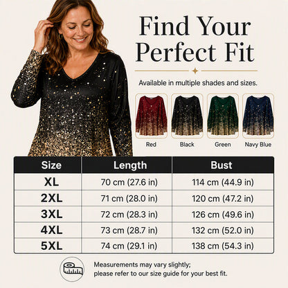⌛Limited-Time Offer-Women's V-Neck Gradient Print Long Sleeve Shirt