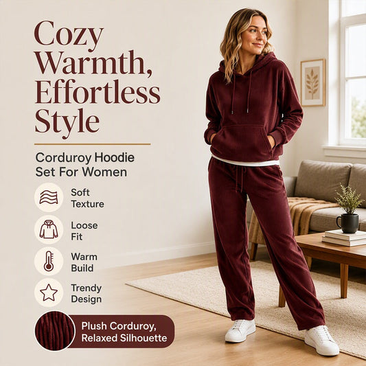 ⌛Limited-Time Offer-Women's Corduroy Hooded Sweatshirt with Pockets