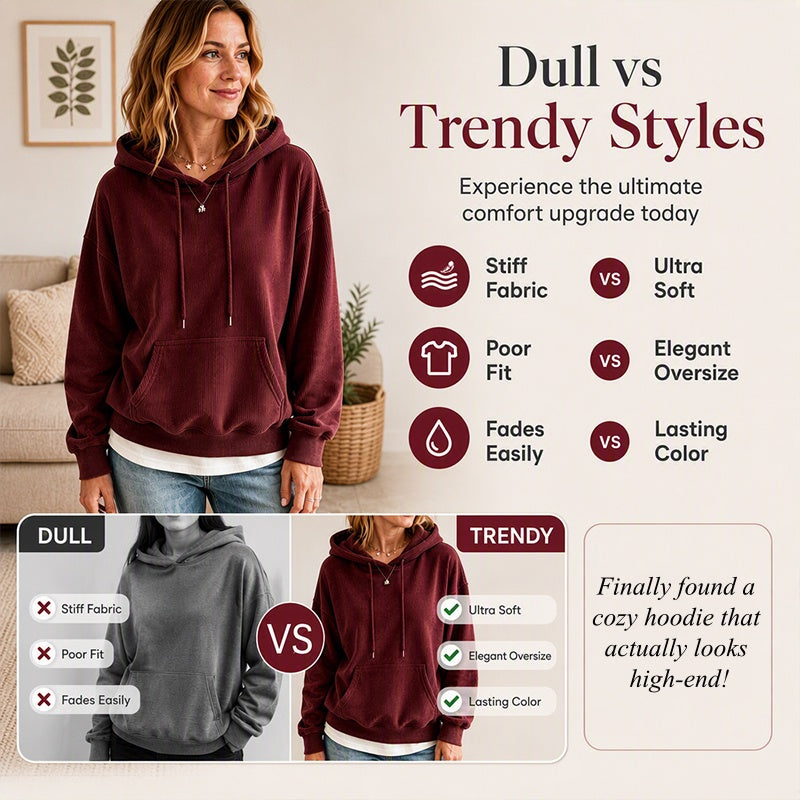 ⌛Limited-Time Offer-Women's Corduroy Hooded Sweatshirt with Pockets