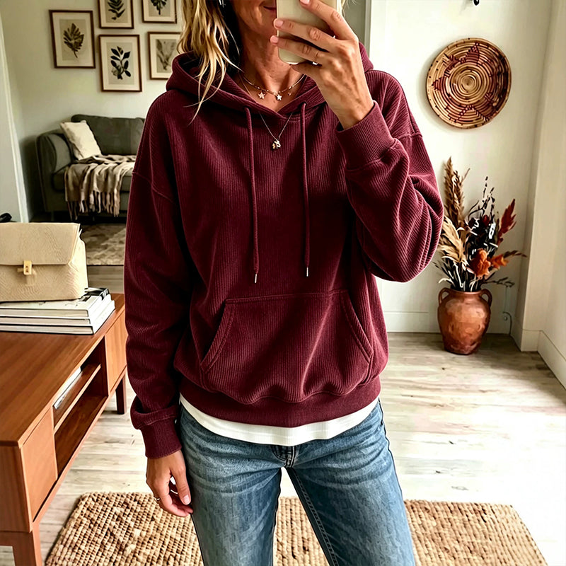 ⌛Limited-Time Offer-Women's Corduroy Hooded Sweatshirt with Pockets