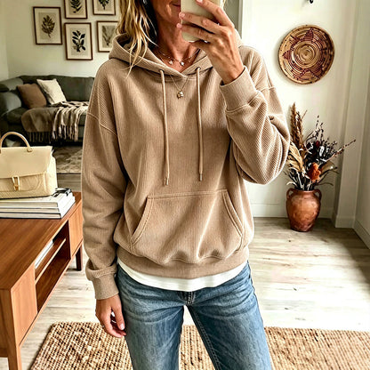 ⌛Limited-Time Offer-Women's Corduroy Hooded Sweatshirt with Pockets