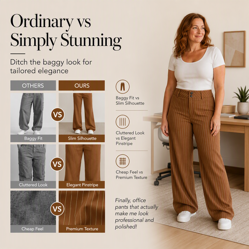 👖Limited-Time Offer- Women's Striped Flared Dress Pants – Flattering Fit Meets Effortless Elegance
