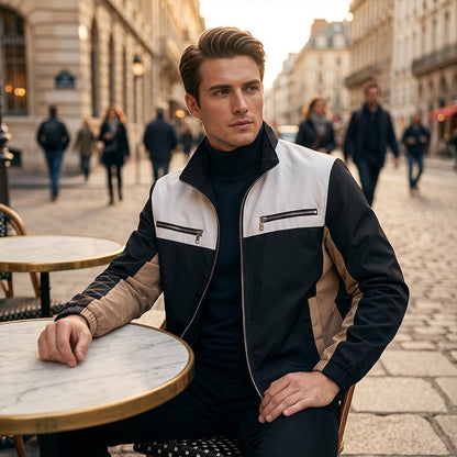 ⌛Limited-Time Offer-Men's Color Block Stand Collar Jacket